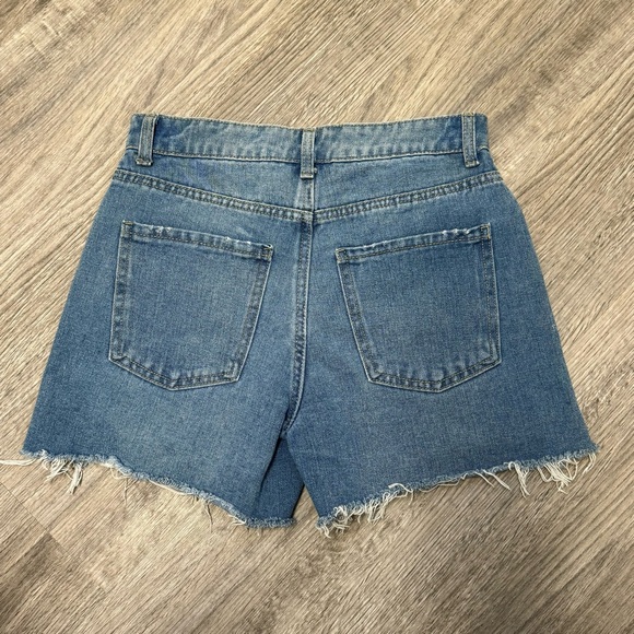 NOBO‎ Cut Off Short Jean Sz 3 Denim Stars Red White Blue Patriotic Distressed - Picture 2 of 8